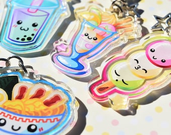 Kawaii Food Keychains - Ramen, Dango, Parfait, Boba - Sweet Pastel Charm