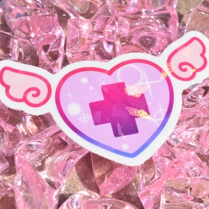 Pastel Kawaii Medical Cross Heart Decal