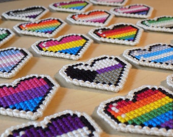 Cross Stitched Pride Flag Pins