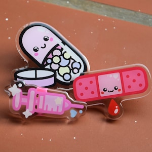 Menhera / Yami Kawaii / Medical Acrylic Pins - Bandage / Pill / Syringe