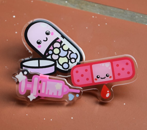 Menhera / Yami Kawaii / Medical Acrylic Pins - Bandage / Pill / Syringe
