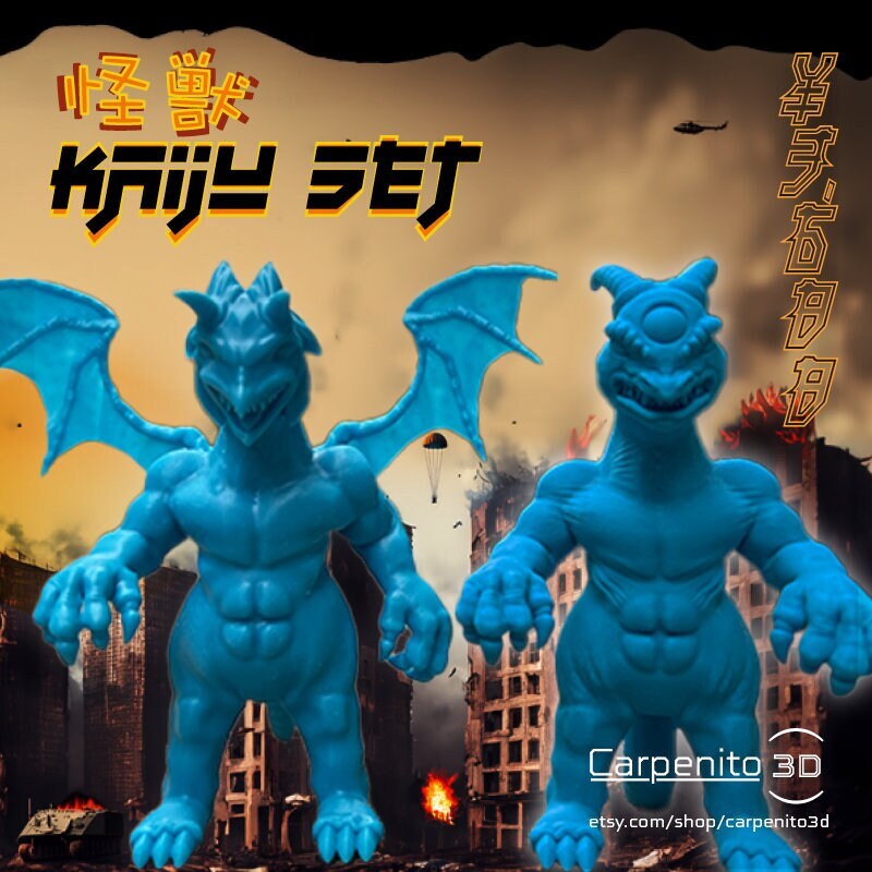 4" Kaiju Set (pair) 3D Resin Printed figurines