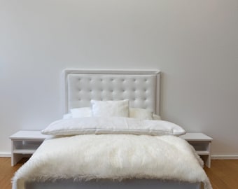 Handmade Doll Bed with Two Nightstands – Scale 1:6