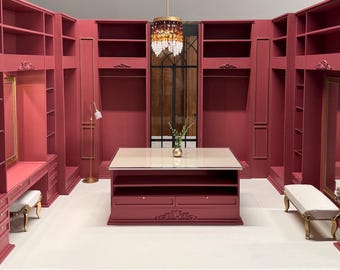 Luxury Burgundy Doll Wardrobe 1:6