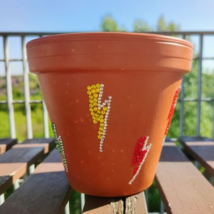 Lightning Bolt Rhinestone Plant Pot
