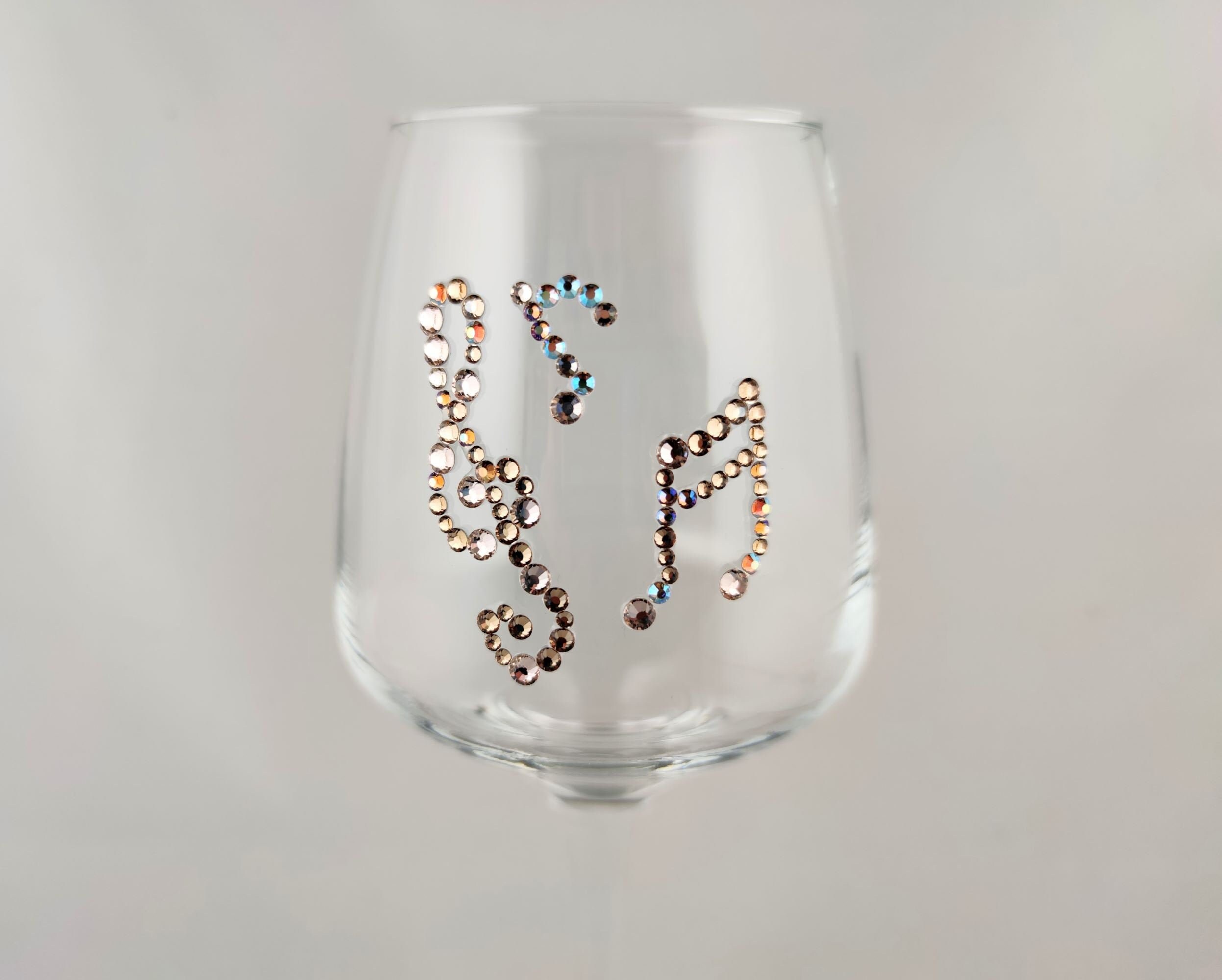 Music Note Sparkle Wine Glass - Etsy