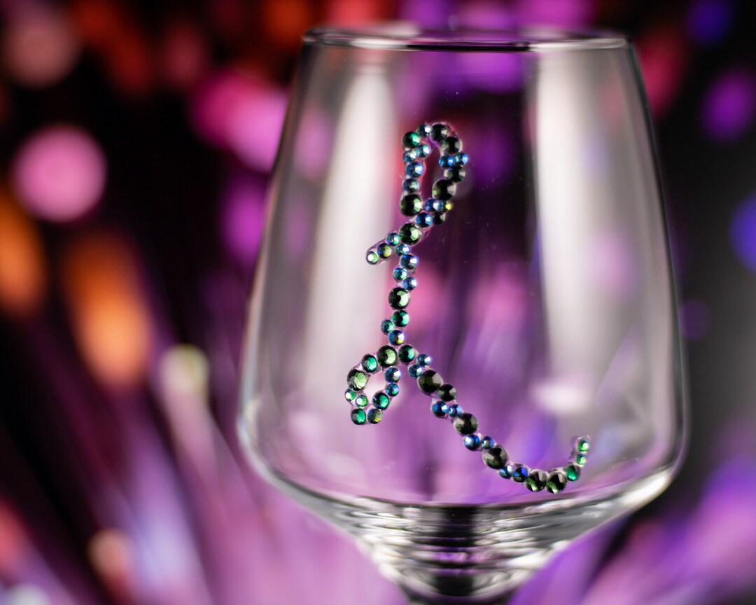 Initial Glass Personalised Sparkle Initial Glass - Etsy
