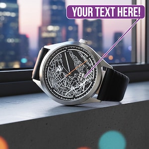 Personalized “Where We Met” Map Watch – Custom GPS Location Dial, Engraved Quartz Timepiece, Anniversary Gift for Him, Her, Couples image 1