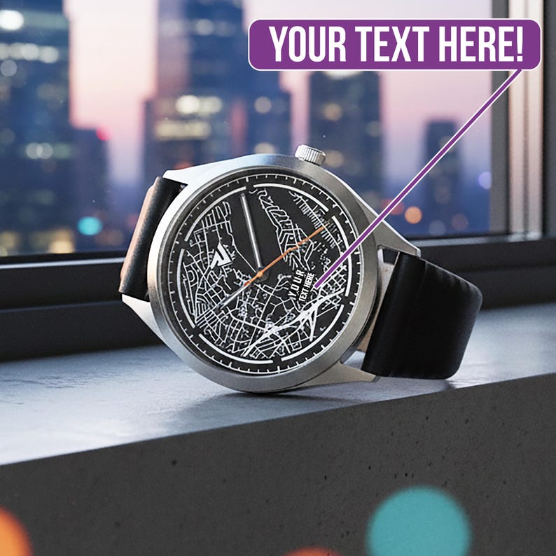 Personalized “Where We Met” Map Watch – Custom GPS Location Dial, Engraved Quartz Timepiece, Anniversary Gift for Him, Her, Couples image 1