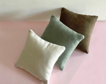 Vintage Pre-washed 100% Cotton Canvas Watch | Bracelet | Jewellery Display Cushion/Pillow 9cmX9cm - Various colours: Beige | Khaki | Brown
