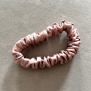 Mauve Pink &quot;Ballet&quot; 100% Mulberry Silk Skinny Scrunchies | Pure Mulberry Silk - W1cm x D8cm | Luxury Hair Care | Hair Tie | Gifts For Her