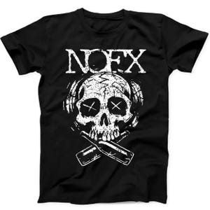 NOFX Skull Beer Music Band Never Trust A Hippie Music Gift Black Tee T Shirt B200