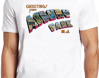 Greetings From Asbury Park NJ T Shirt B549 Classic 70s Rock Music Retro Cool Top Tee