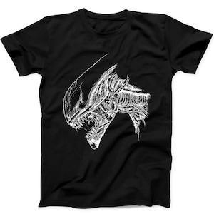 Aliens Xenomorphs Head Wariior 80s Cult Movie Sci Fi Gift Tee Black T Shirt B15
