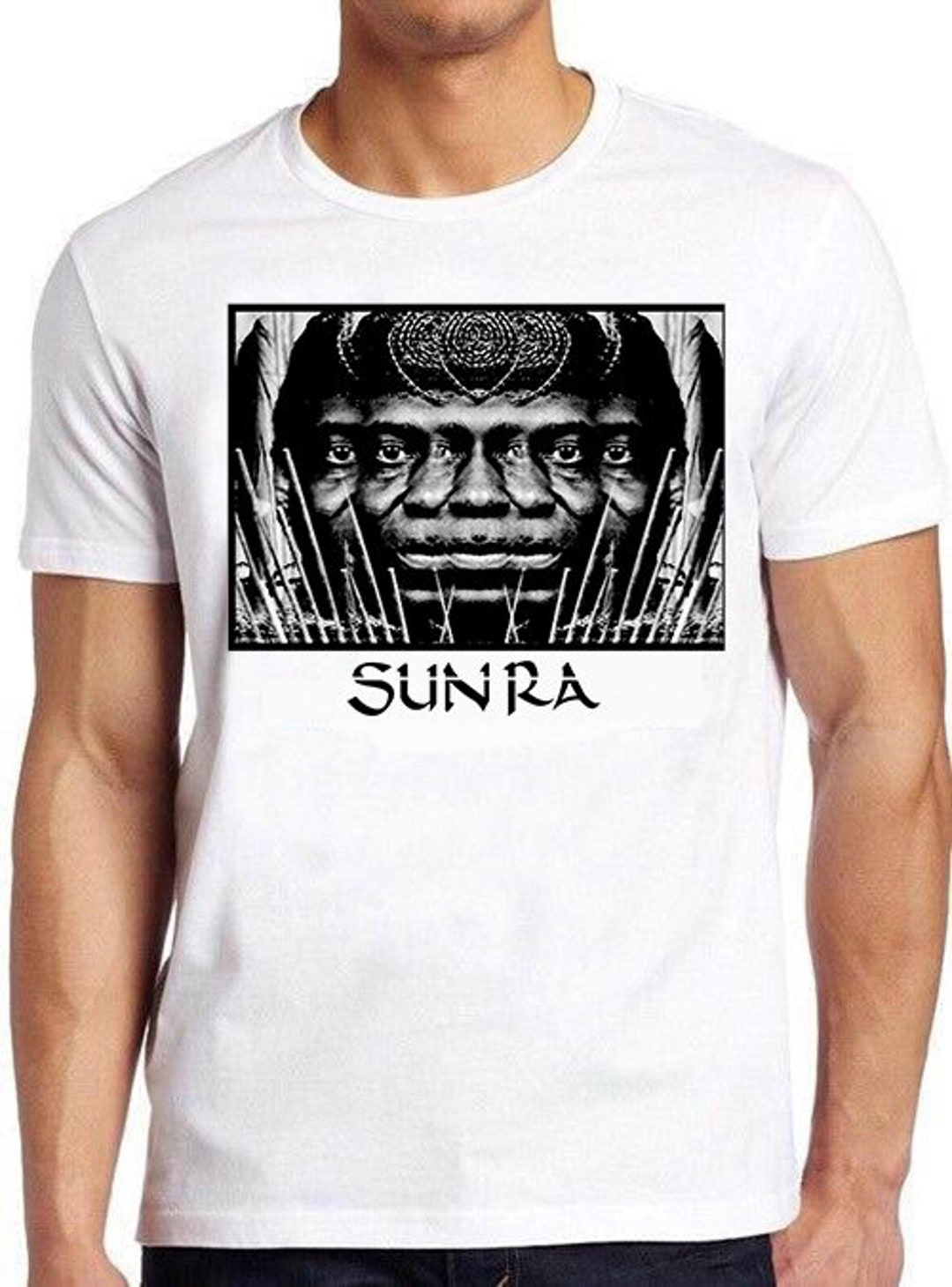 T-shirt Bianca Uomo Sun Ra Jazz Miles Davis Anni 60 Space Is The Place