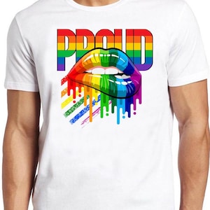 Trots LGBT Rainbow T-shirt B2721 Lips Gay Pride London Soho Retro Cool Top Tee afbeelding 1