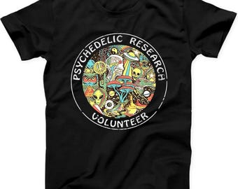 Psychedelic Research Volunteer Terence Mckenna Mushroom Gift Tee Black T Shirt B2
