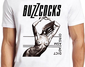 Maglietta Buzzcocks Orgasm Addict &ndash; Bianca &ndash; Uomo/Donna &ndash; Vintage &ndash; PageSHIRTS