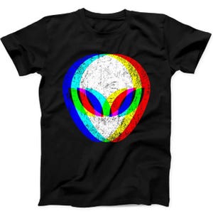 Alien Kopf Trippy Techno Rave Edm Musik Lustiges Geschenk Tee Schwarz T-Shirt B389