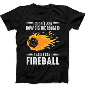 Camiseta negra de regalo DM I Cast Fireball DND Dragon Dungeon Master Wizard B36
