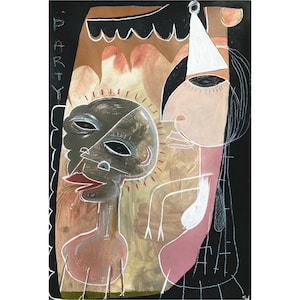 Plezier • Gemengde techniek • Origineel schilderij • Outsiderkunst •