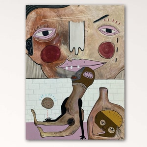Creep • Original American Folk Art Painting •  Low Brow Handmade • Outsider Art