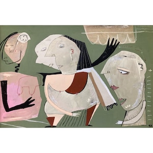 End of the Road • Original Folk Art Painting • Mixed Media Outsider Art on Paper