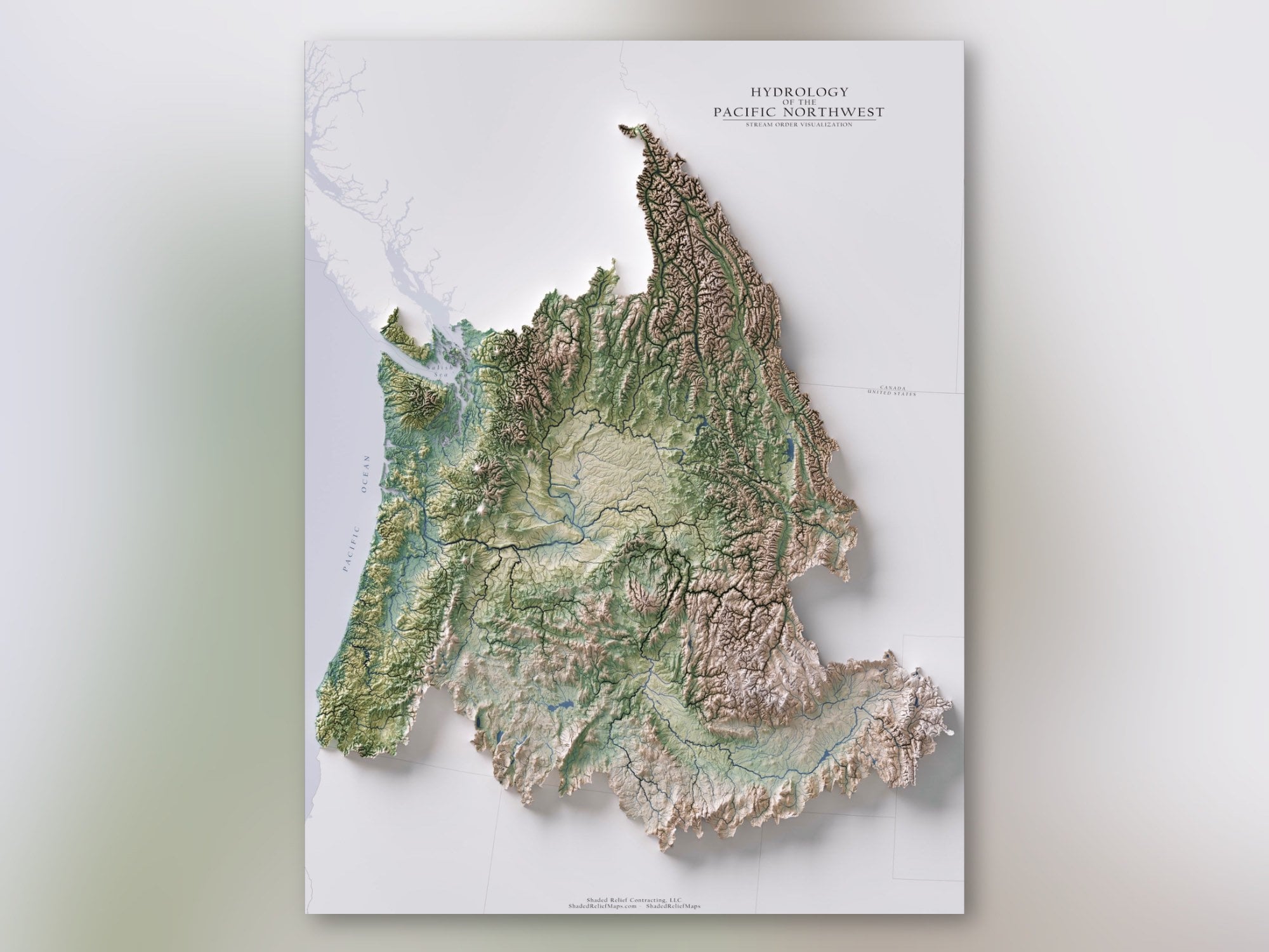 Pacific Northwest Topographic Map Pacific Northwest Region Hydrologic Map Stream Order | Etsy Ireland