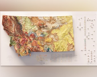 Montana Geology and Topography (1955) - USGS - Historic Topographic Shaded Relief Map Print