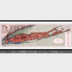 1913 Geologische Karte von Long Island, New York - 3D gerenderter 2D Druck