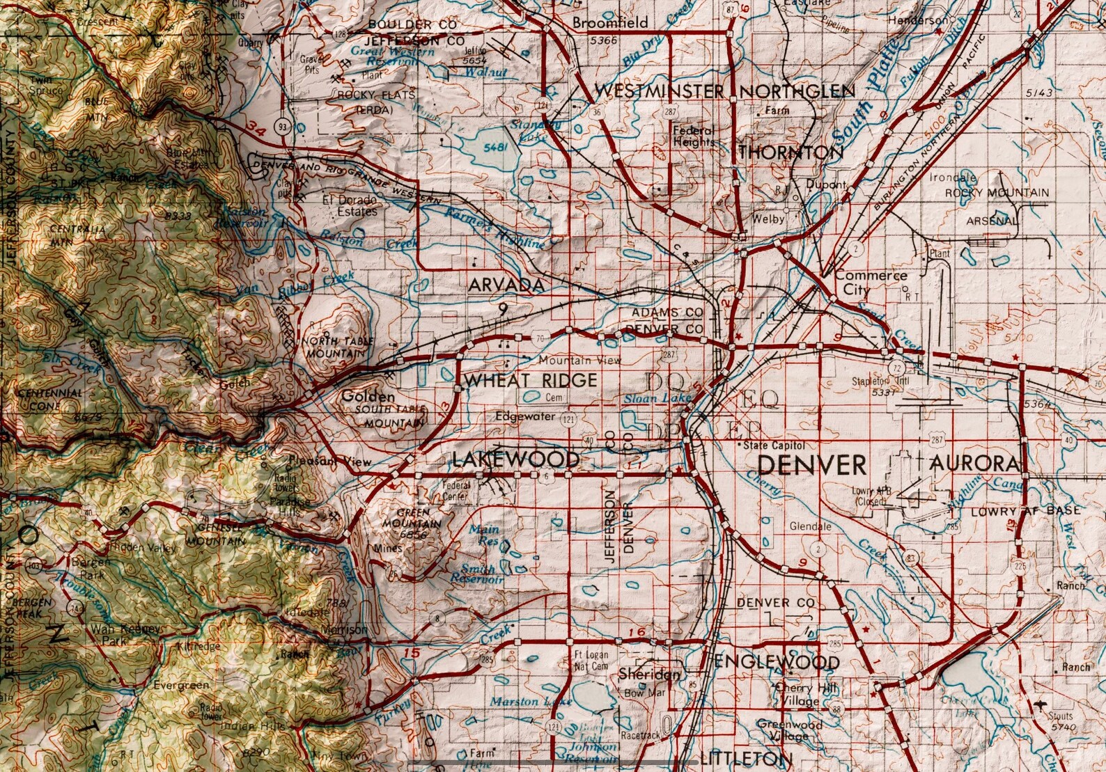 Denver Colorado 1953 3D Rendered Historic USGS Topo 2D Etsy
