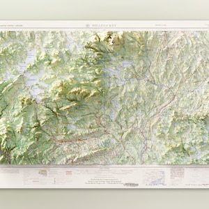 Mount Katahdin & The Hundred Mile Wilderness (1959) - Historischer “Millinocket” USGS Quad - Topographisch Reliefkarte Print