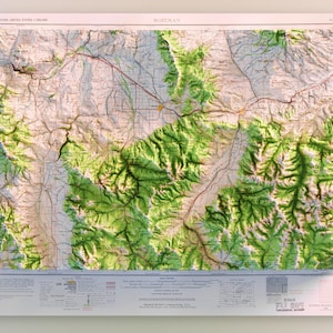 Bozeman (1958) - Histórico Montana USGS Quad - Impresión de mapa topográfico en relieve sombreado