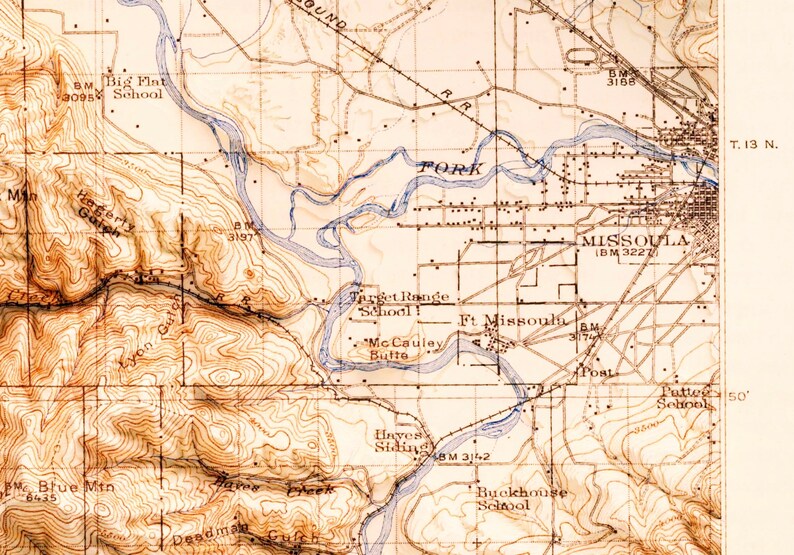 Missoula Montana 1912 3D Rendered Historic USGS Topo Map | Etsy