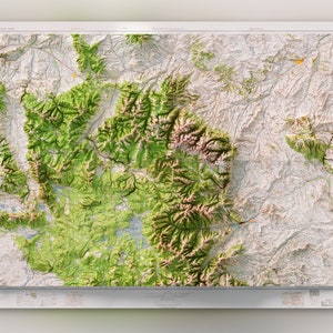 Greater Yellowstone Area (1958) Gallatin, Beartooth, Absaroka & Madison Ranges - USGS Mozaïek - Topografische schaduwrijke reliëfkaart afdrukken