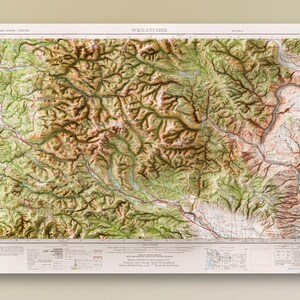 Alpine Seen Wildnis - Kaskadenkette (Wenatchee, Washington) - 1957 3D gerenderte historische USGS Topo - 2D Druck