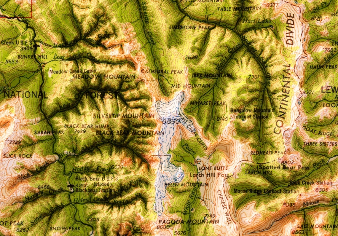 Choteau MT 1958 3D Rendered Historic USGS Topo Map 2D Etsy