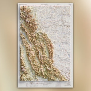 Bob Marshall Wilderness & Vicinity (1956) - Historisches Montana USGS Zusammengesetztes - Topographisch schattierter Reliefkartendruck