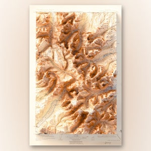Central-Gletscher-Nationalpark (1904) - Chief Mountain, Historisches Montana USGS Quad - Topographischer schattierter Relief-Kartendruck