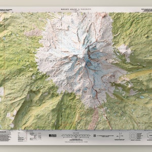 Mount Adams & Vicinity (1998) - Washington USGS Mosaik - Topographisch schattierter Reliefkartendruck