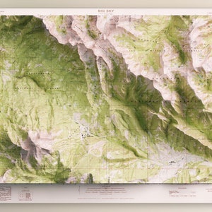 Big Sky, Montana (1988) - Madison Kette und die Spanischen Gipfel - USGS Mosaic - Digital Remastered Reliefkarte