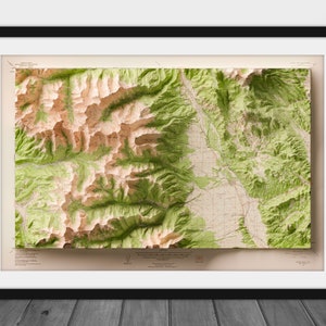 Collegiate Peaks - Buena Vista, Colorado - Carte historique composée de 1954 de l'USGS - Rendu 3D, impression 2D