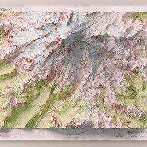 Mount Rainier, Washington - 1971 USGS Seamless Mosaic - Historische Topografische schattierte Reliefkarte Druck