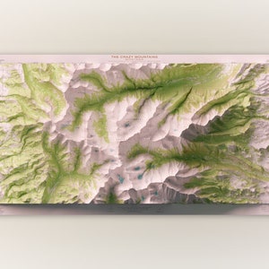 Crazy Mountains, Montana (1986) - Panorama USGS Mosaik - Historischer Topographischer Reliefkartendruck