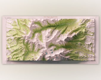 Crazy Mountains, Montana  (1986) - Panoramic USGS Mosaic - Historic Topographic Shaded Relief Map Print