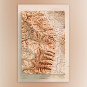 Missoula, Montana (1912) - Historischer USGS Topo - Topographic Shaded Relief Map Print