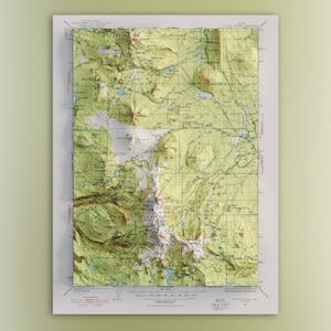 Three Sisters Wilderness (1929) vintage USGS topografische kaartafdruk - historisch decor muurkunst Oregon