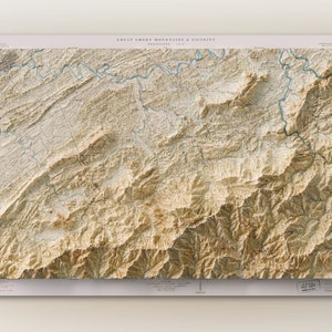 Great Smoky Mountains National Park (1912)- Historic Tennessee USGS Quad Composite - Topographic Shaded Relief Map Print