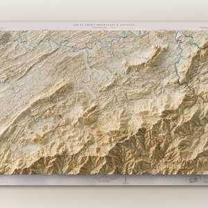 Great Smoky Mountains National Park (1912) - Historisches Tennessee USGS Quad Composite - Topographic Shaded Relief Map Print
