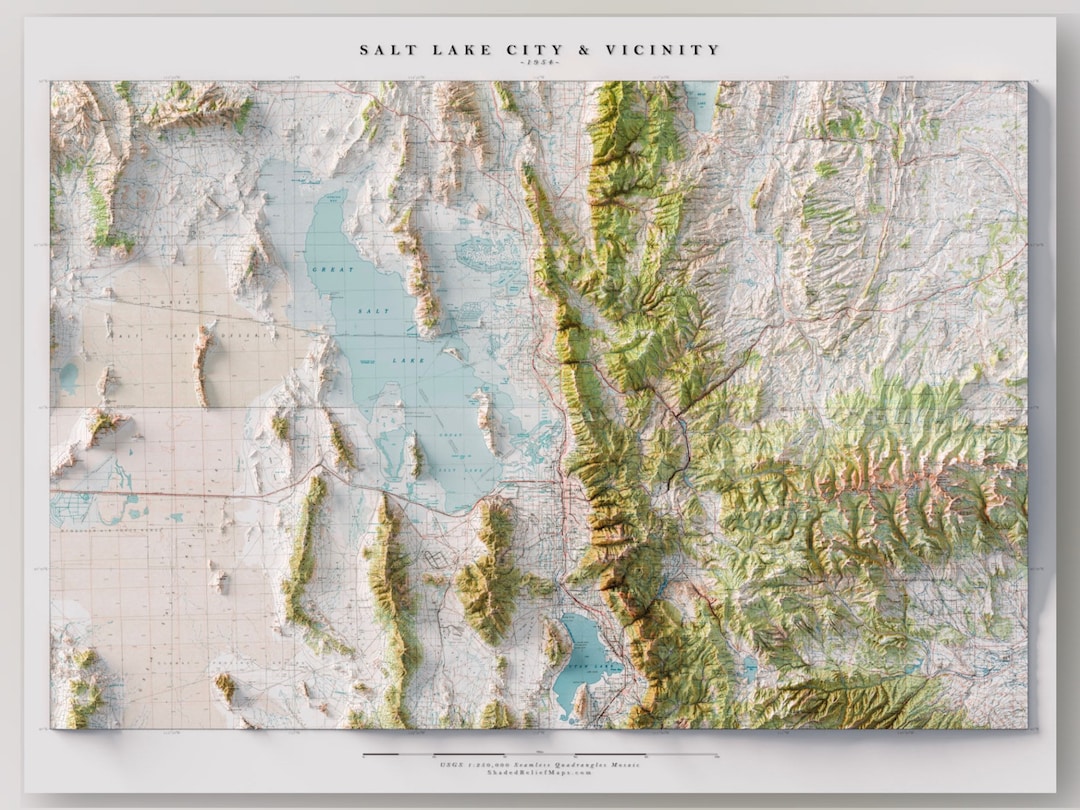 Salt Lake City & Vicinity, Utah 1954 USGS Seamless Mosaic Topographic